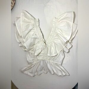 zara ruffled v-neck